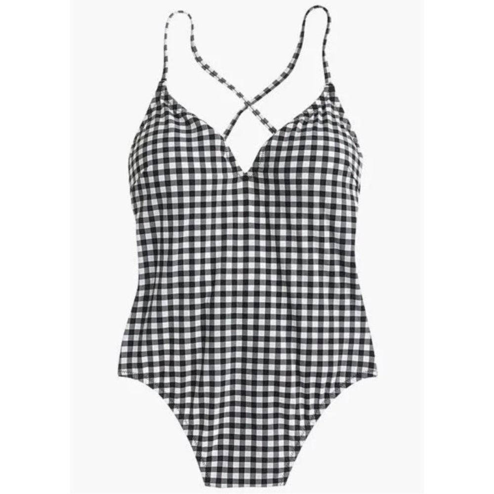 J.Crew Black and White Gingham Swimsuit